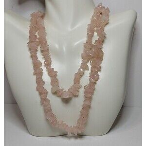 Unbranded Necklace Rose Quartz pink beads 34"